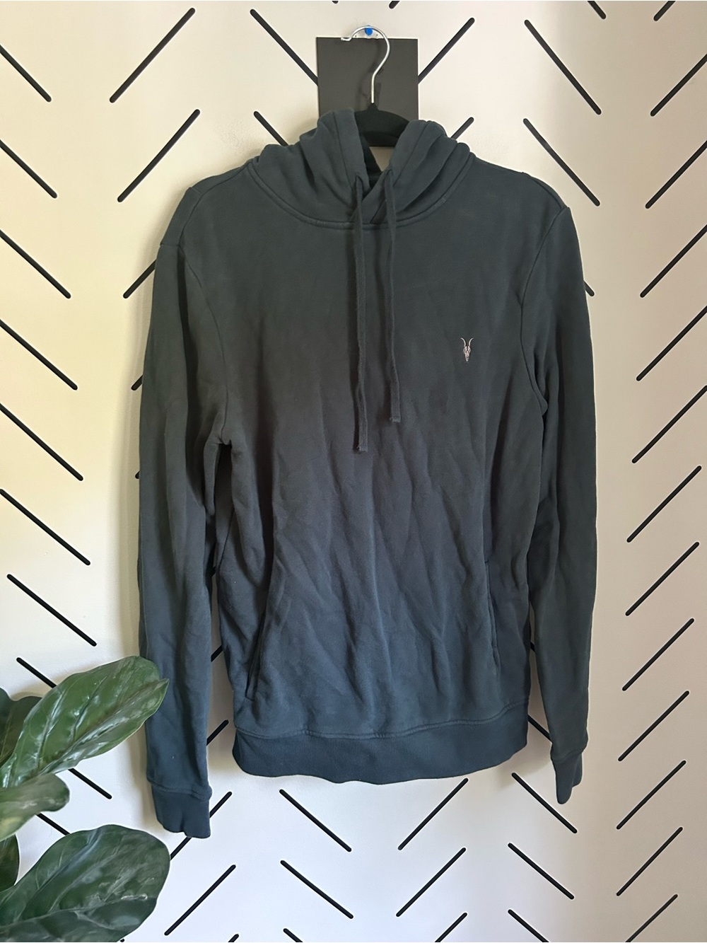 All saints RAVEN SLIM-FIT RAMSKULL HOODIE blue